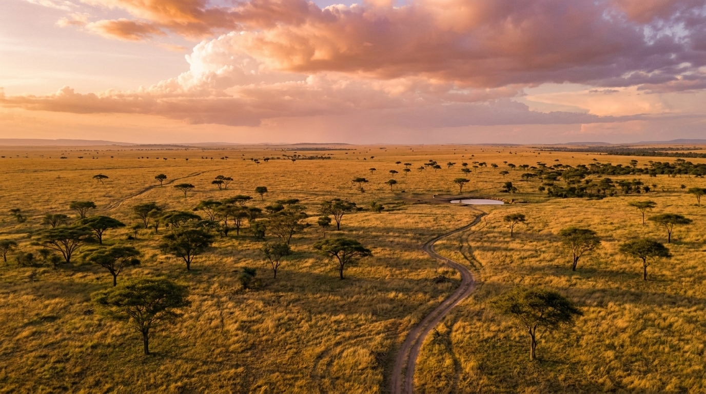 Kenya safari landscape — acacia trees and open savanna plains in the Rift Valley
