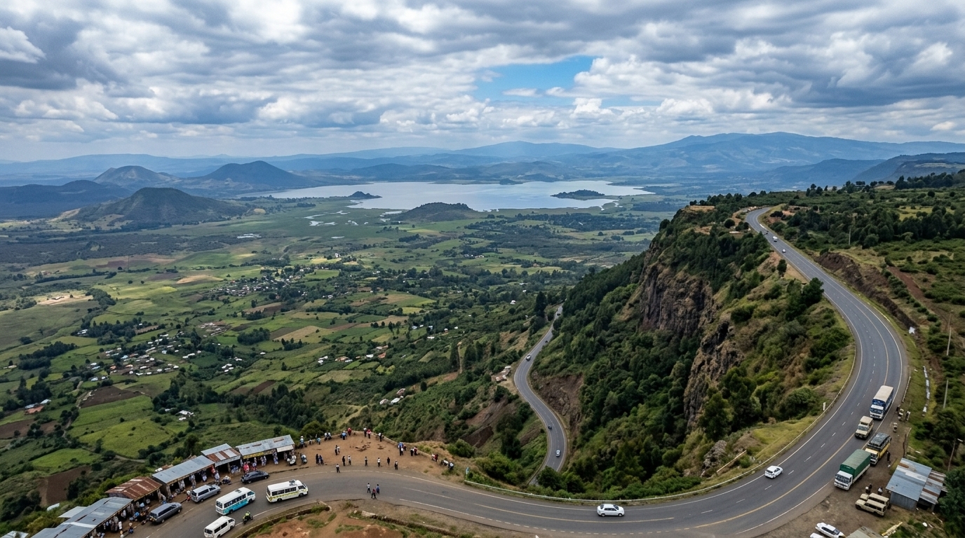 nairobi-to-naivasha-rift-valley-escarpment-road-view The Great Rift Valley escarpment view on the Nairobi to Naivasha road — one of Kenya's most dramatic drives
