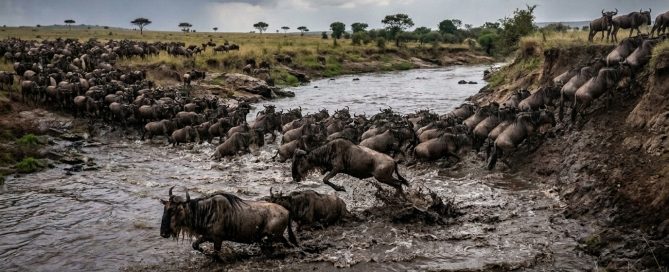 Best time to visit the Maasai Mara — wildebeest river crossing in August, peak migration season 2026