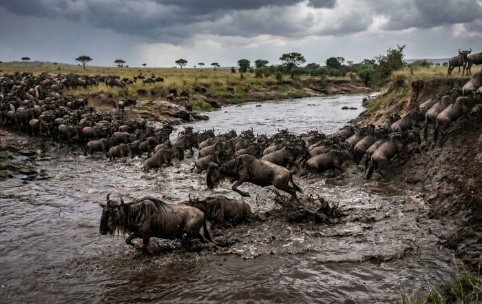 Best time to visit the Maasai Mara — wildebeest river crossing in August, peak migration season 2026