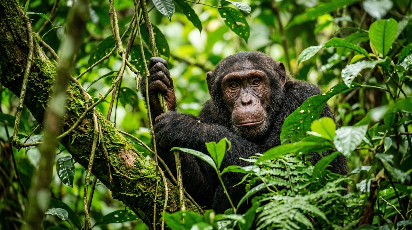 Chimpanzee trekking in Kibale National Park Uganda — the most compelling add-on to a Uganda gorilla trekking safari