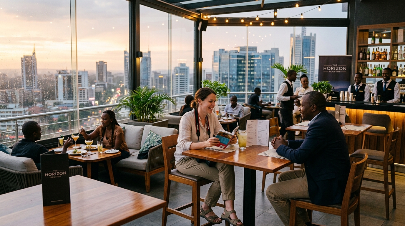 Tourists in Nairobi Kenya — the city's established tourist areas including Westlands, Karen and major hotels are safe and well-serviced