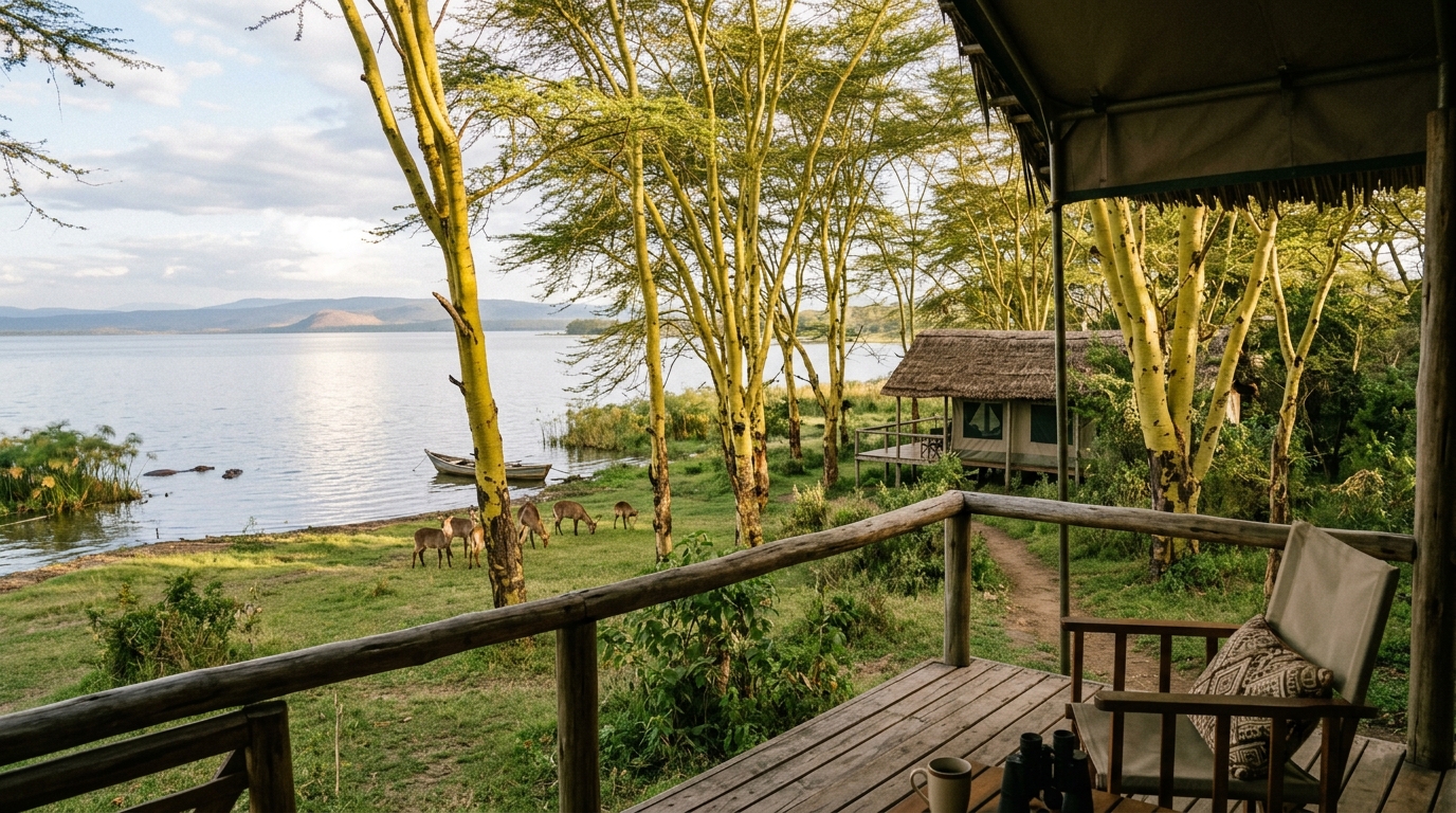 Naivasha South Lake Road accommodation area — lodges and camps along the lake shore close to Hell's Gate and boat safari departure points
