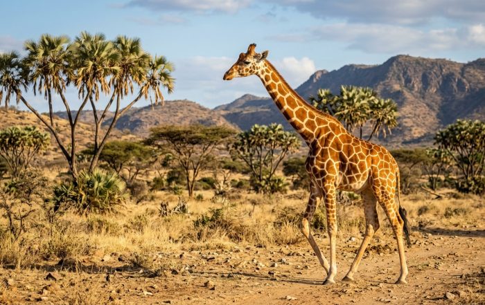 Reticulated giraffe in Samburu National Reserve Kenya — one of the Samburu Special Five species found only in northern Kenya