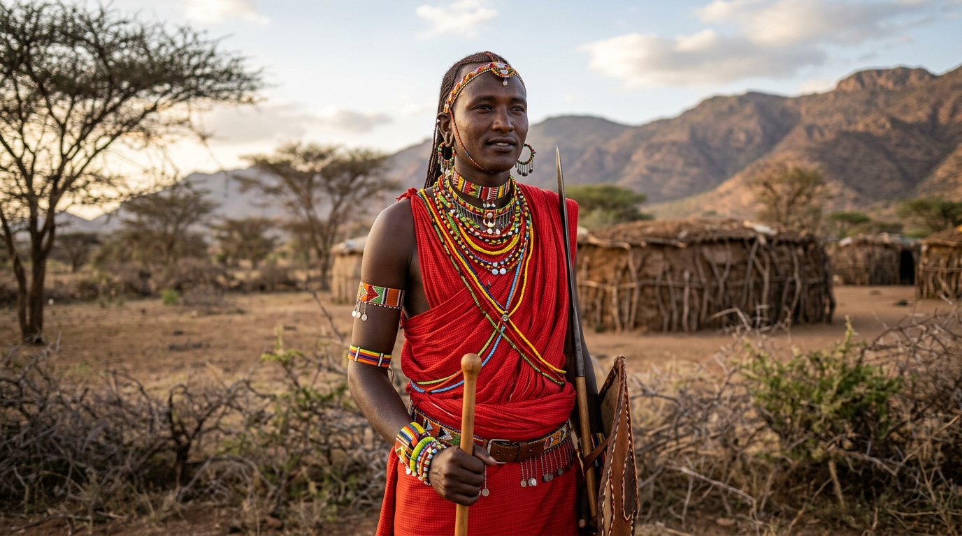 Samburu warrior in traditional dress, Kenya — the Samburu people are the dominant community in northern Kenya's Samburu region